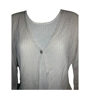 Vintage Y2K Size Large White Single Button Cardigan With Built In Tank Top